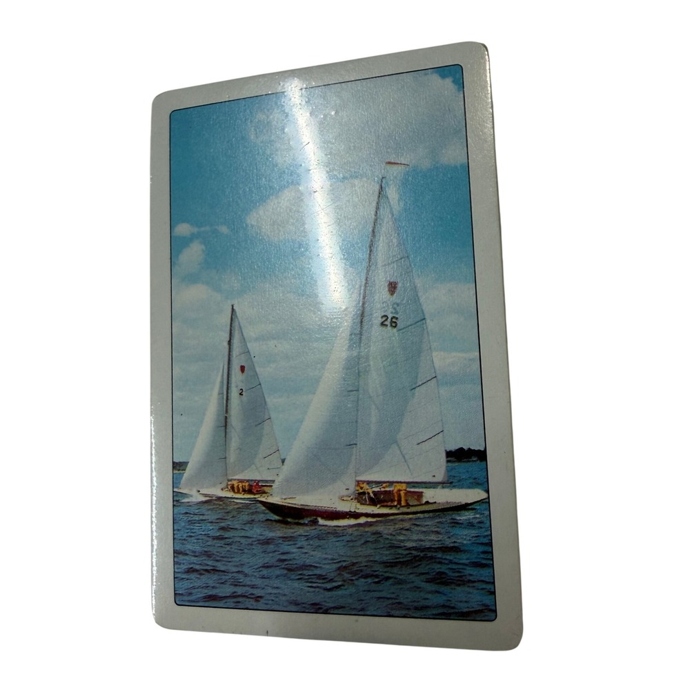 Vintage Swap Playing Card Nautical Sailboat Yacht Ocean Scene Single Card